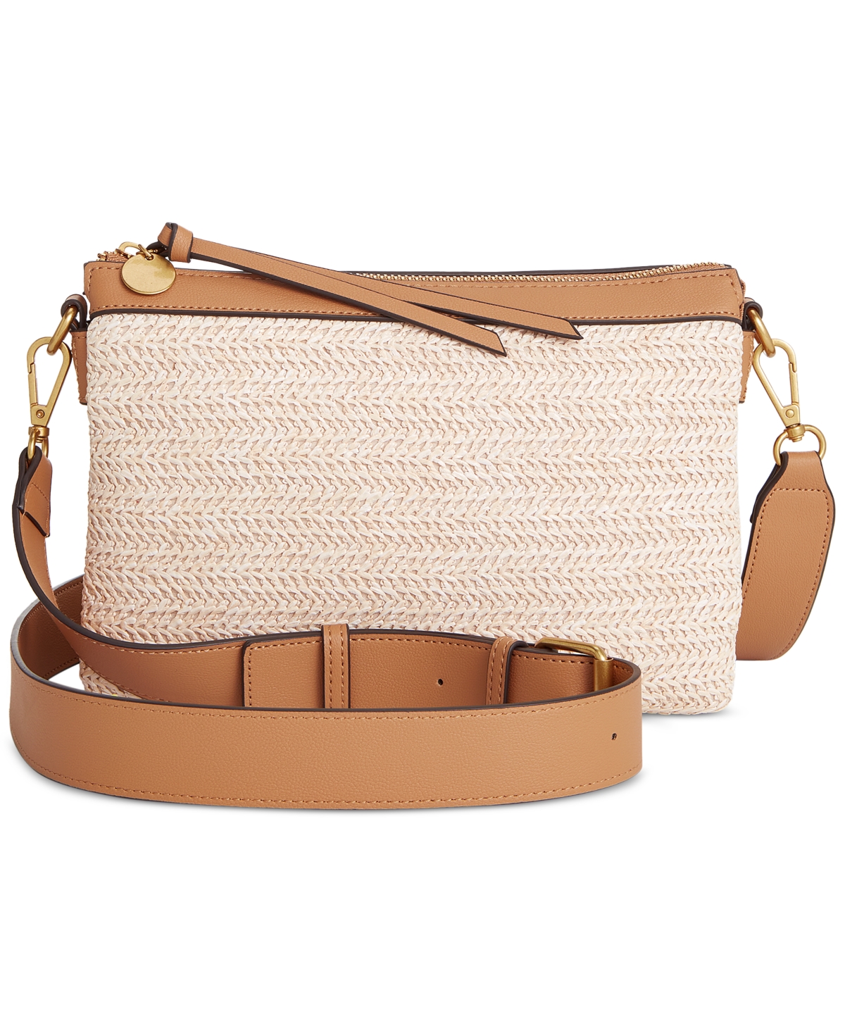 Style & Co East West Small Straw Crossbody, Created For Macy's In Natural