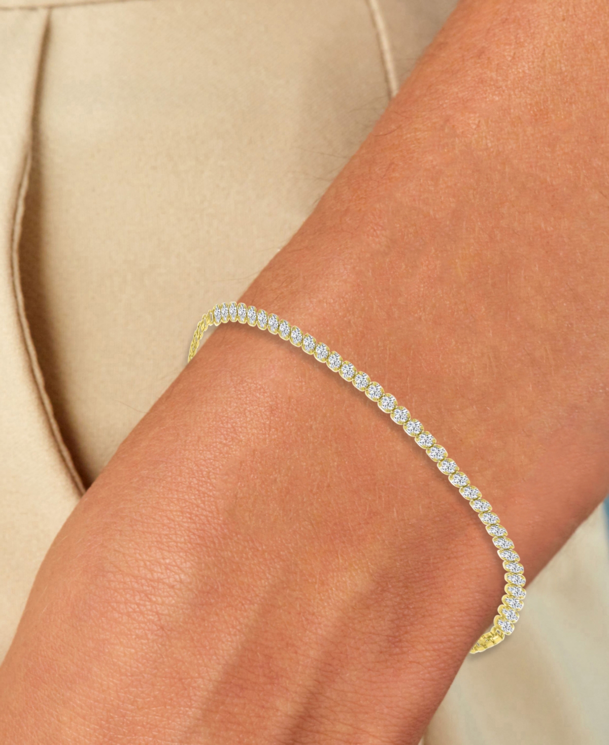 Macy's Cubic Zirconia Box Link Chain Bracelet In 10k Gold In Gold
