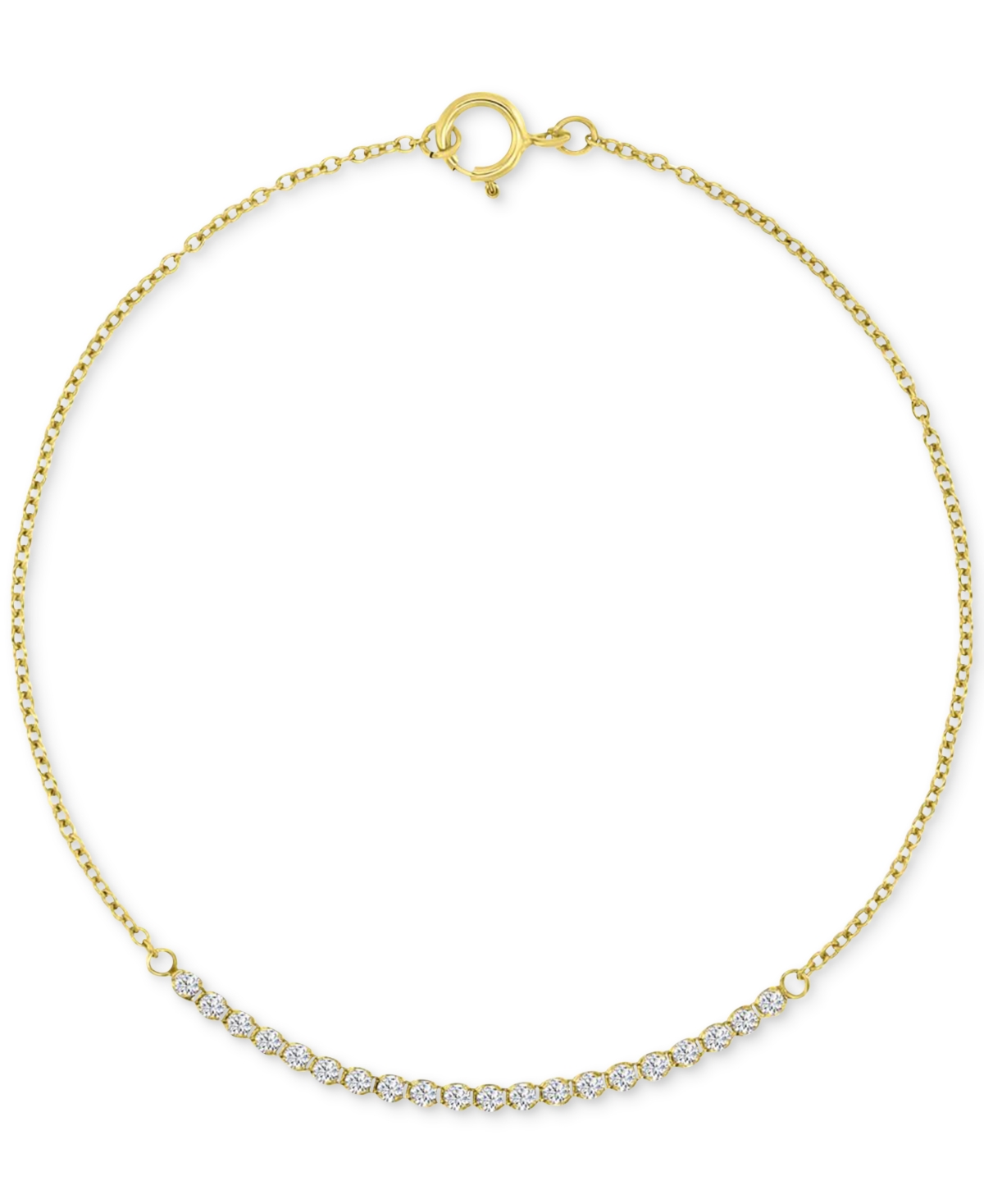 Shop Macy's Cubic Zirconia Horizontal Link Chain Bracelet In 10k Gold