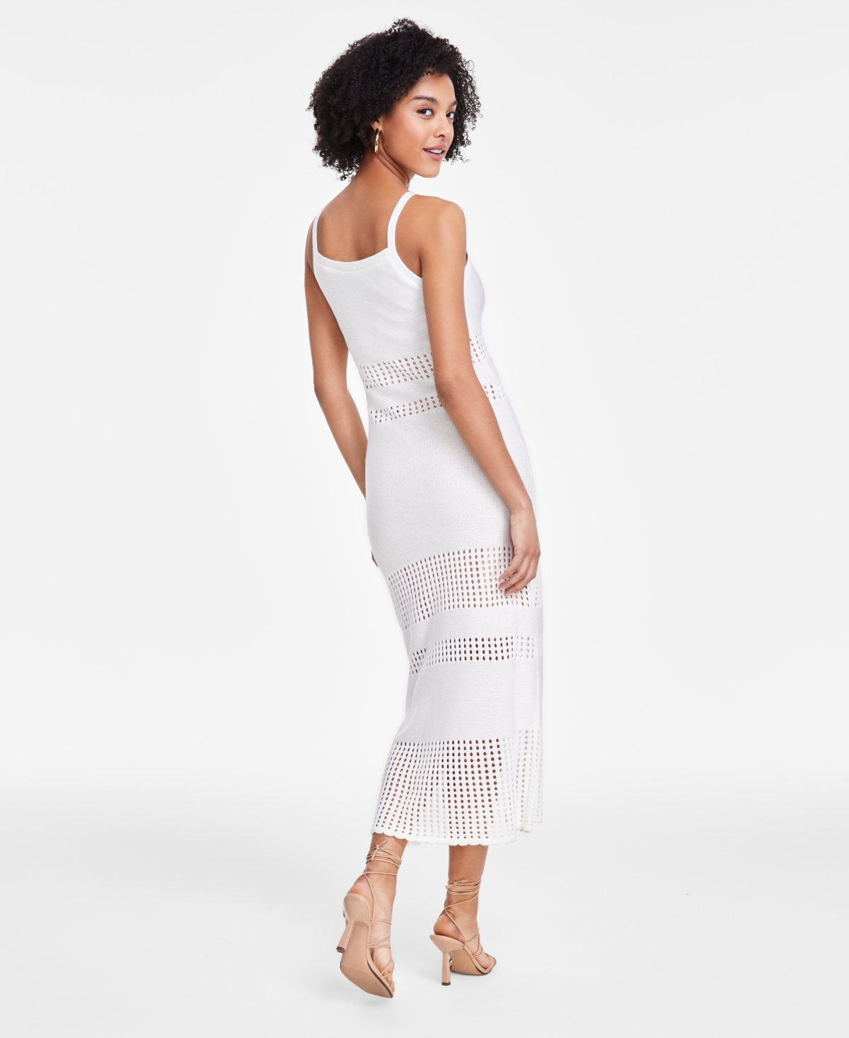 Shop Bar Iii Women's Crochet Bodycon Dress, Created For Macy's In Pearl
