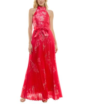 Taylor - Women's Floral-Print Pleated Gown