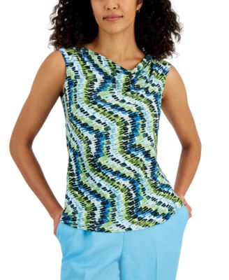 Kasper - Women's Printed Cowlneck Sleeveless Top