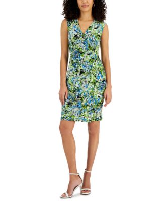 Kasper - Women's Printed Sleeveless V-Neck Sheath Dress
