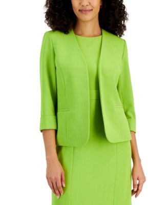 Kasper - Women's Stretch Crepe Open-Front Roll-Sleeve Jacket