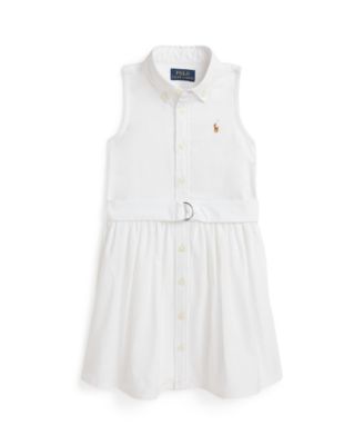 Girls' 2T-6X Belted Cotton Oxford Shirtdress