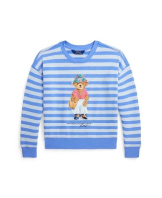폴로 랄프로렌 Polo Ralph Lauren Big Girls Polo Bear French Terry Long Sleeve Sweatshirt,Harbor Island Blue with Oxfordblue