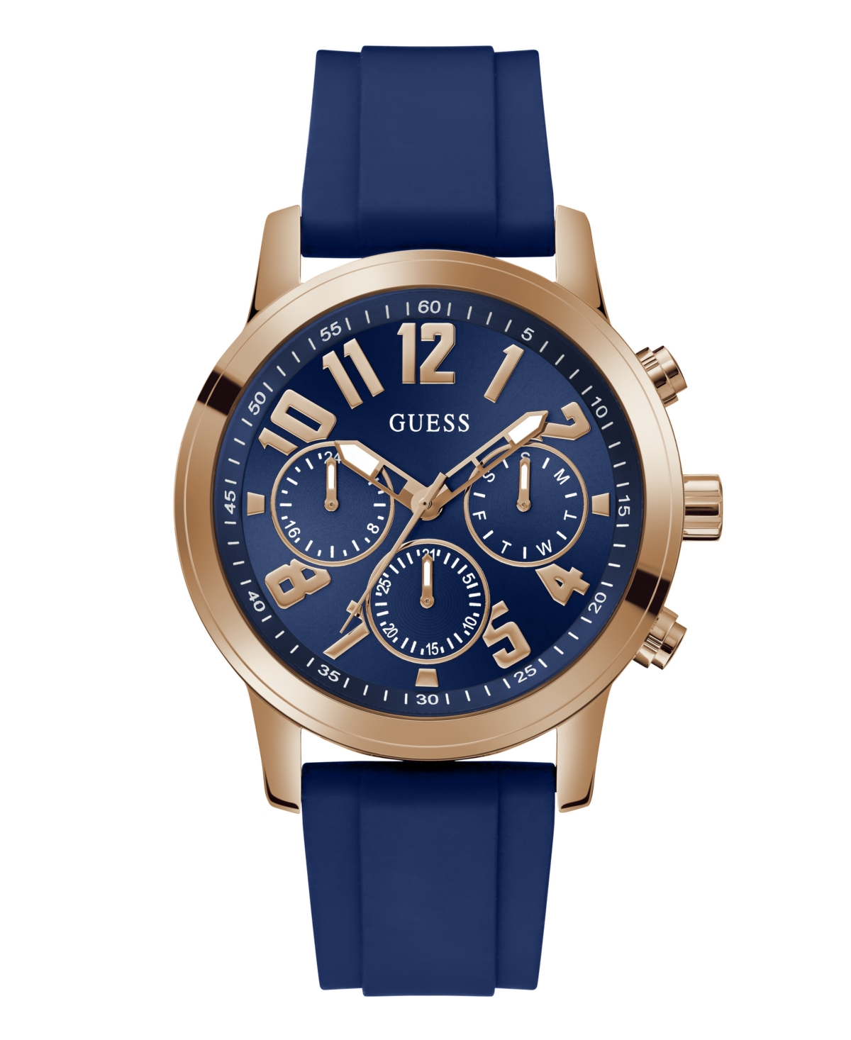 Guess Men's Analog Blue Silicone Watch 44mm