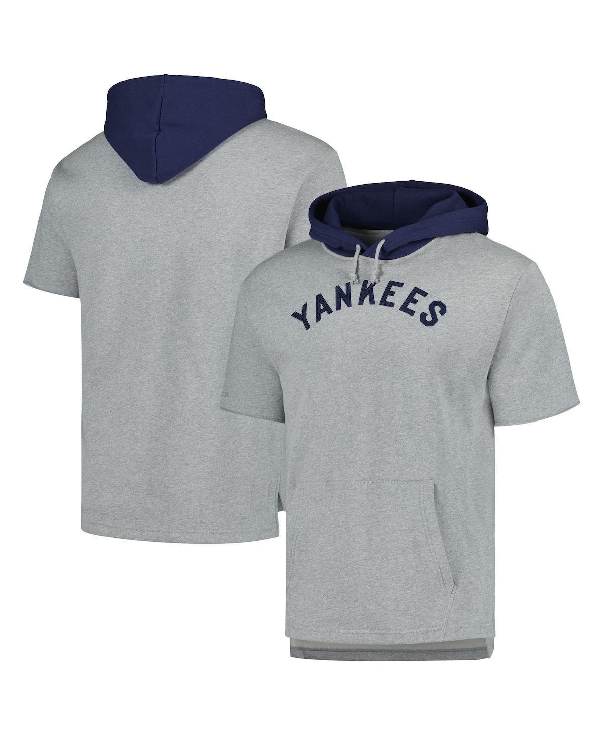 Shop Mitchell & Ness Men's  Heather Gray New York Yankees Postgame Short Sleeve Pullover Hoodie