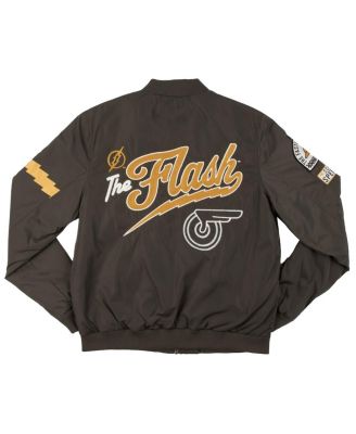 Men's Black Flash Checkered Full-Zip Bomber Jacket