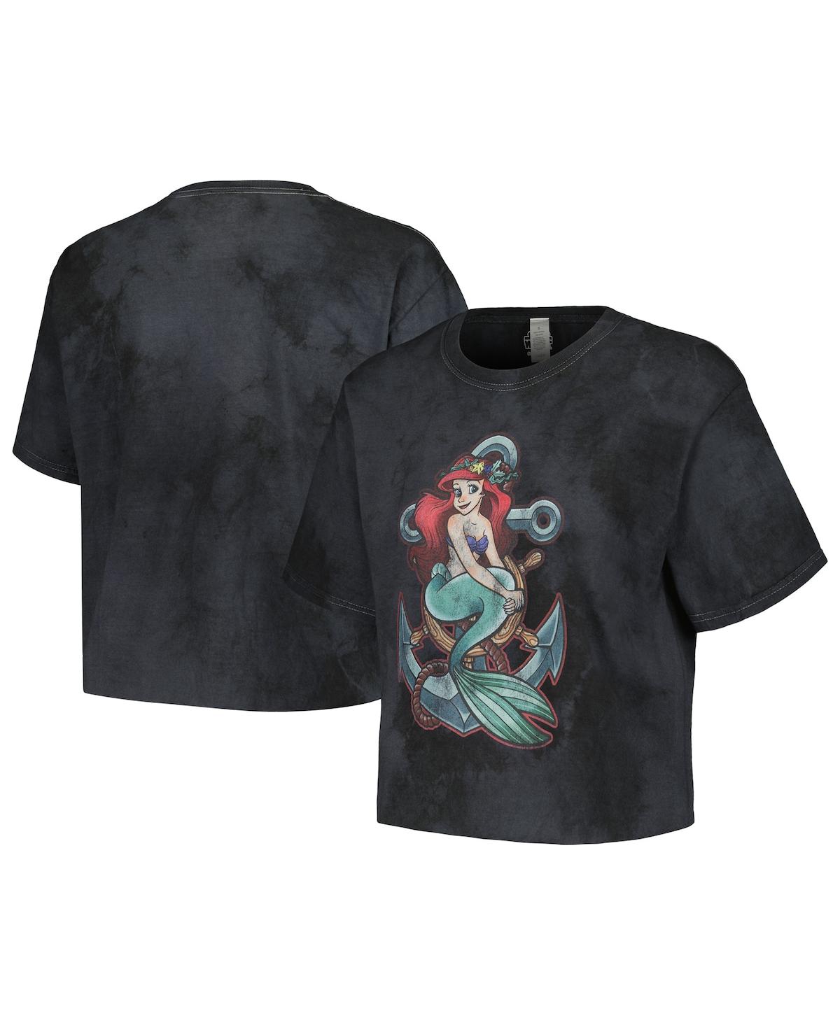 Shop Mad Engine Men's And Women's Black The Little Mermaid Anchor T-shirt