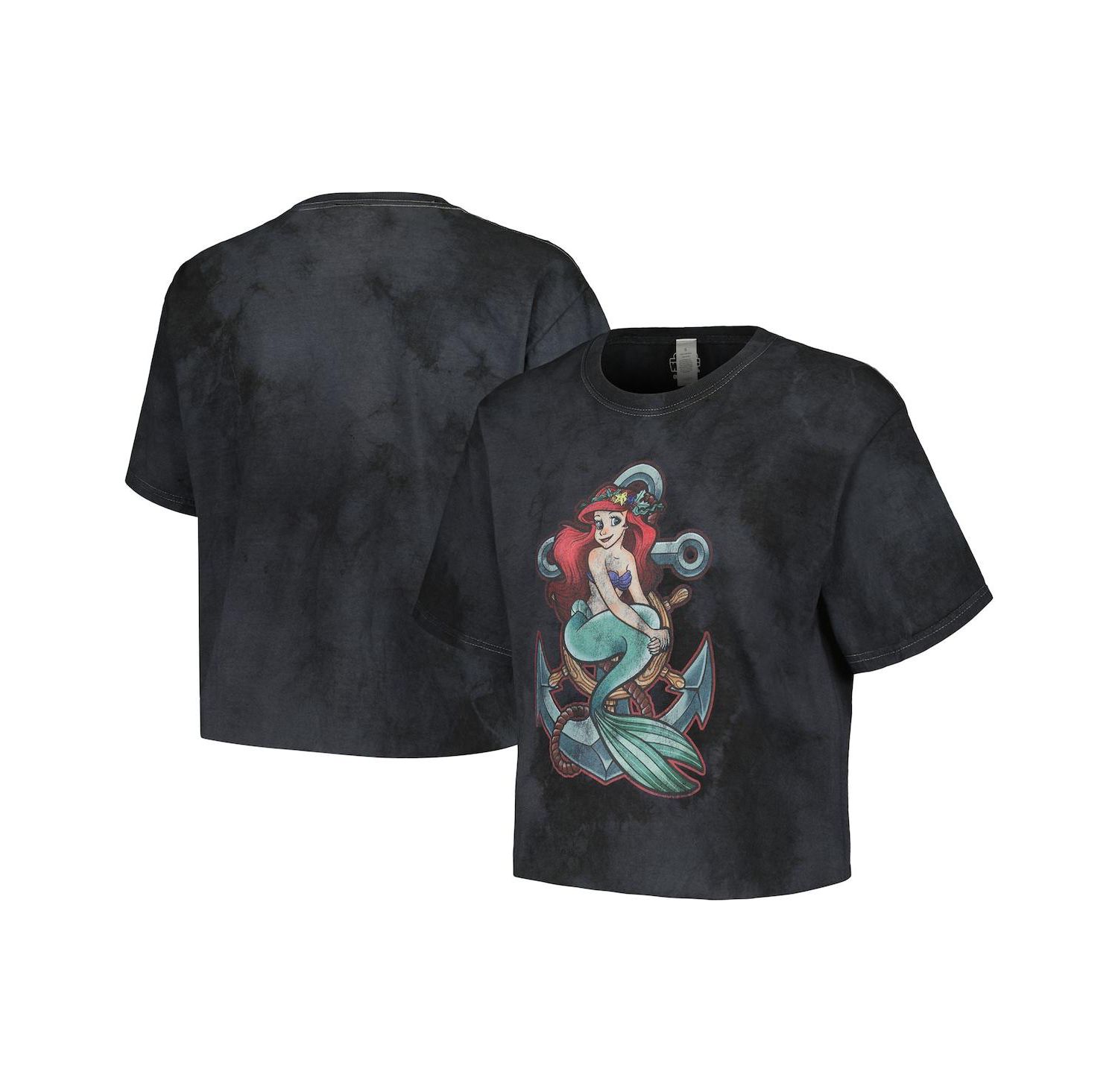 Men's and Women's Black The Little Mermaid Anchor T-shirt