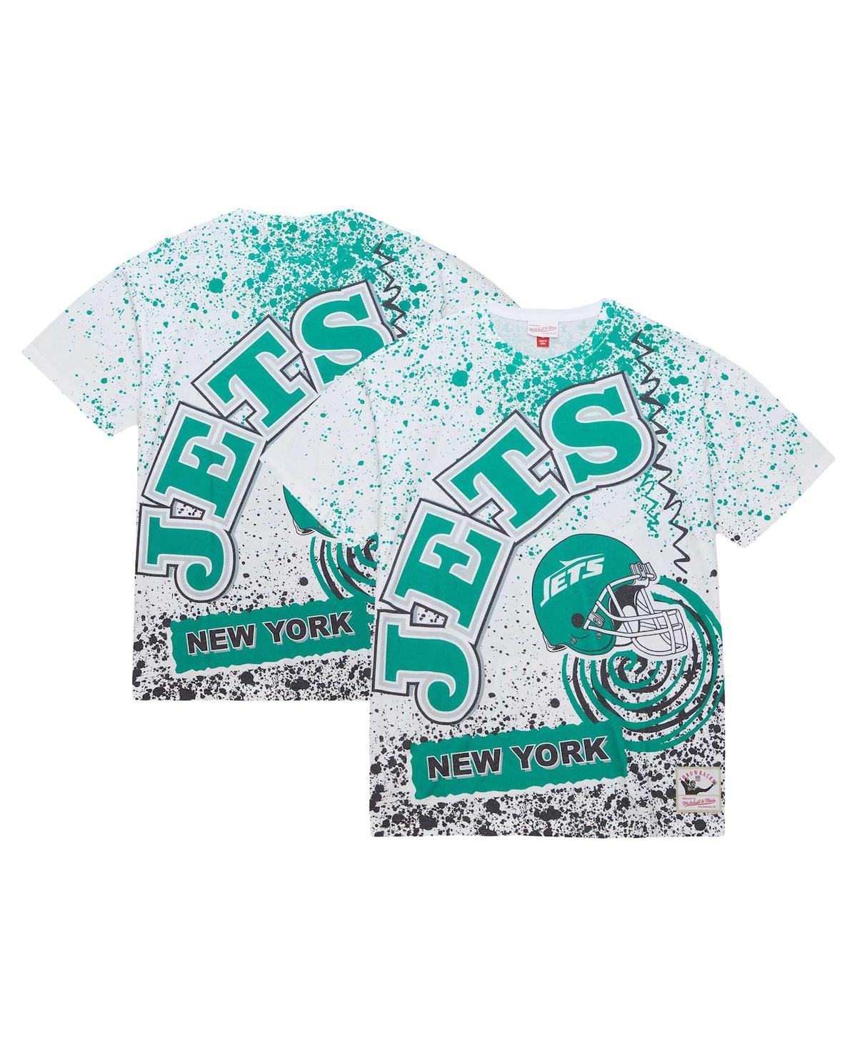 Shop Mitchell & Ness Men's  White New York Jets Team Burst Sublimated T-shirt