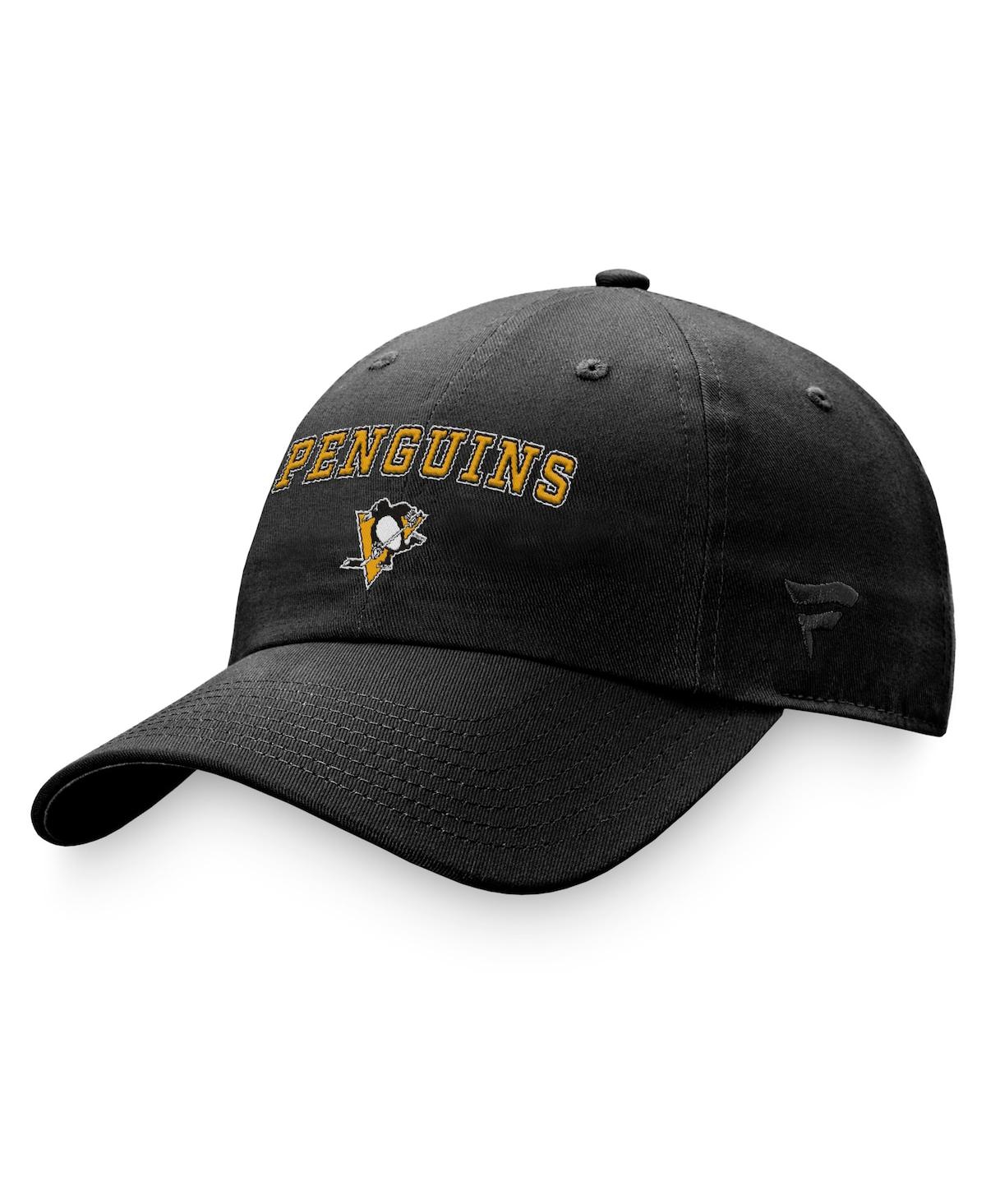 Women's Fanatics Black Pittsburgh Penguins Fundamental Two-Hit Adjustable Hat - Black