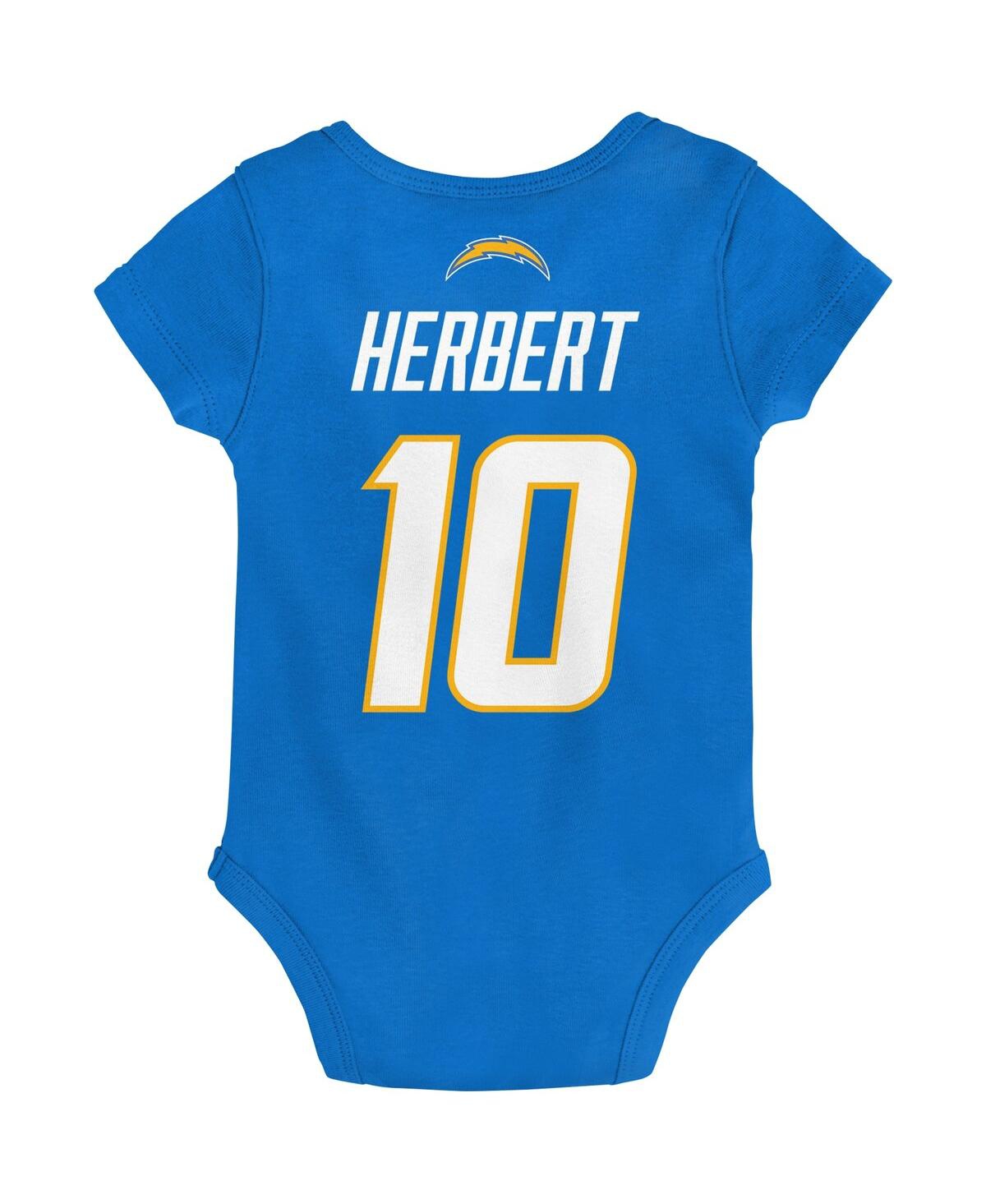 Baby Boys and Girls Justin HerbertLos Angeles Chargers Mainliner Player Name and Number Bodysuit - Powder Blue
