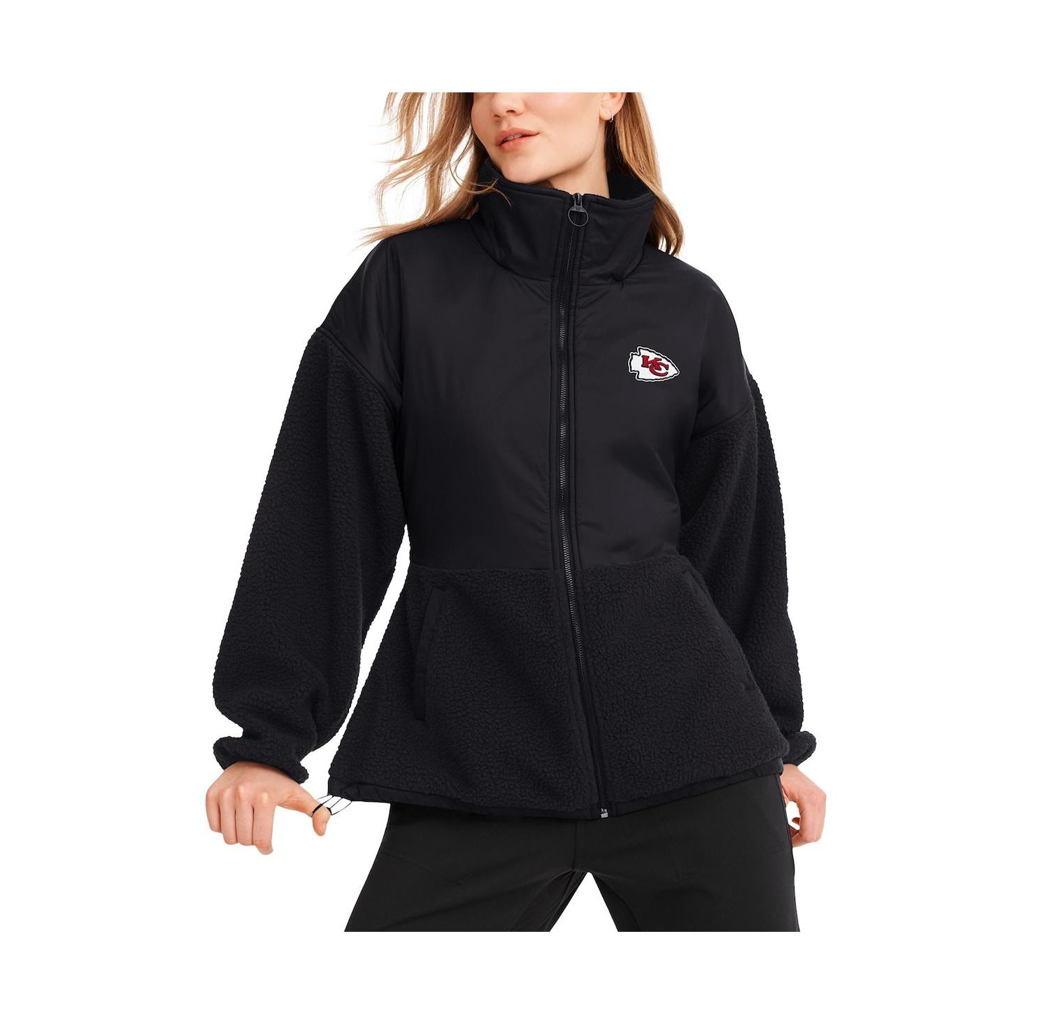 Women's Black Kansas City Chiefs Drew Mixed Media Full-Zip Jacket
