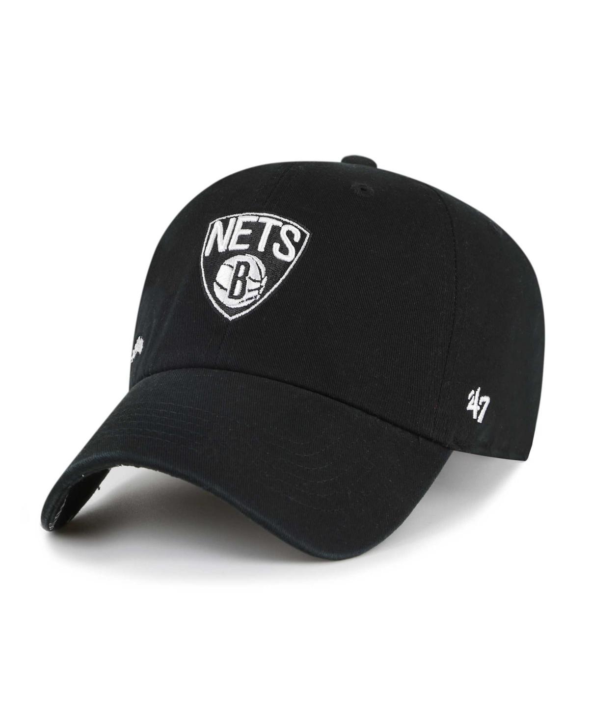 Women's '47 BrandBrooklyn Nets Confetti Undervisor Clean Up Adjustable Hat - Black