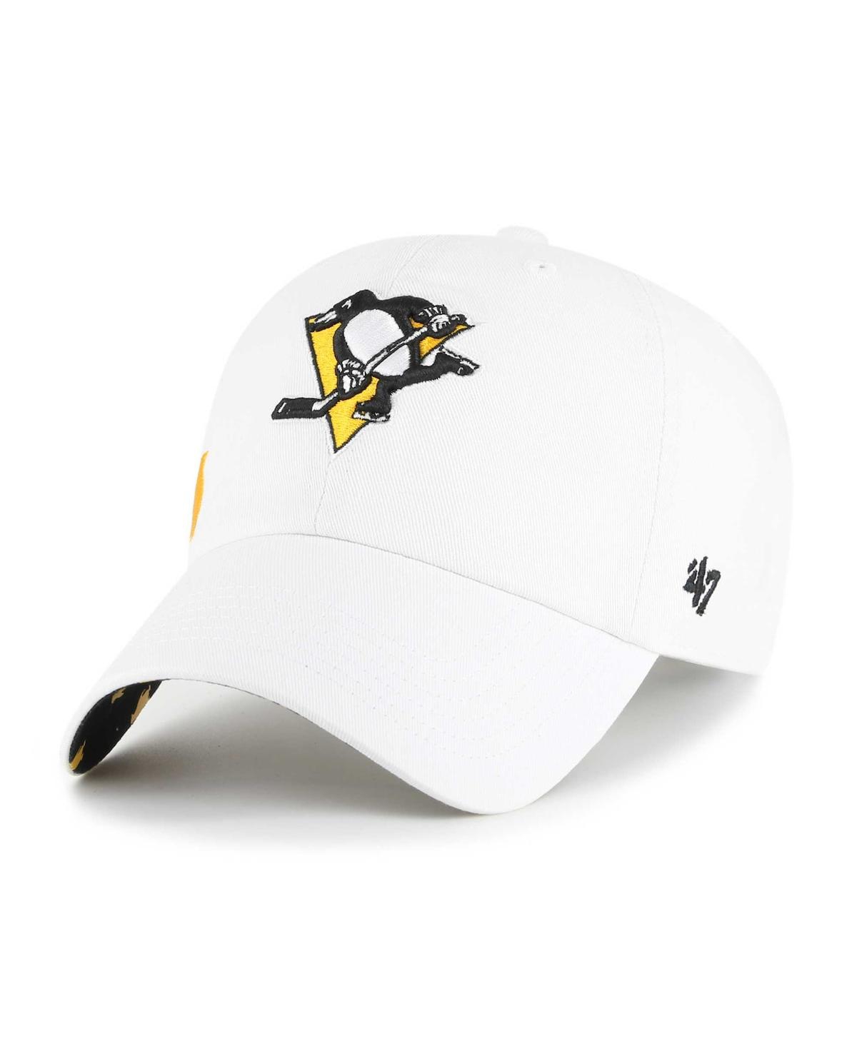 Women's '47 BrandPittsburgh Penguins Confetti Clean Up Adjustable Hat - White