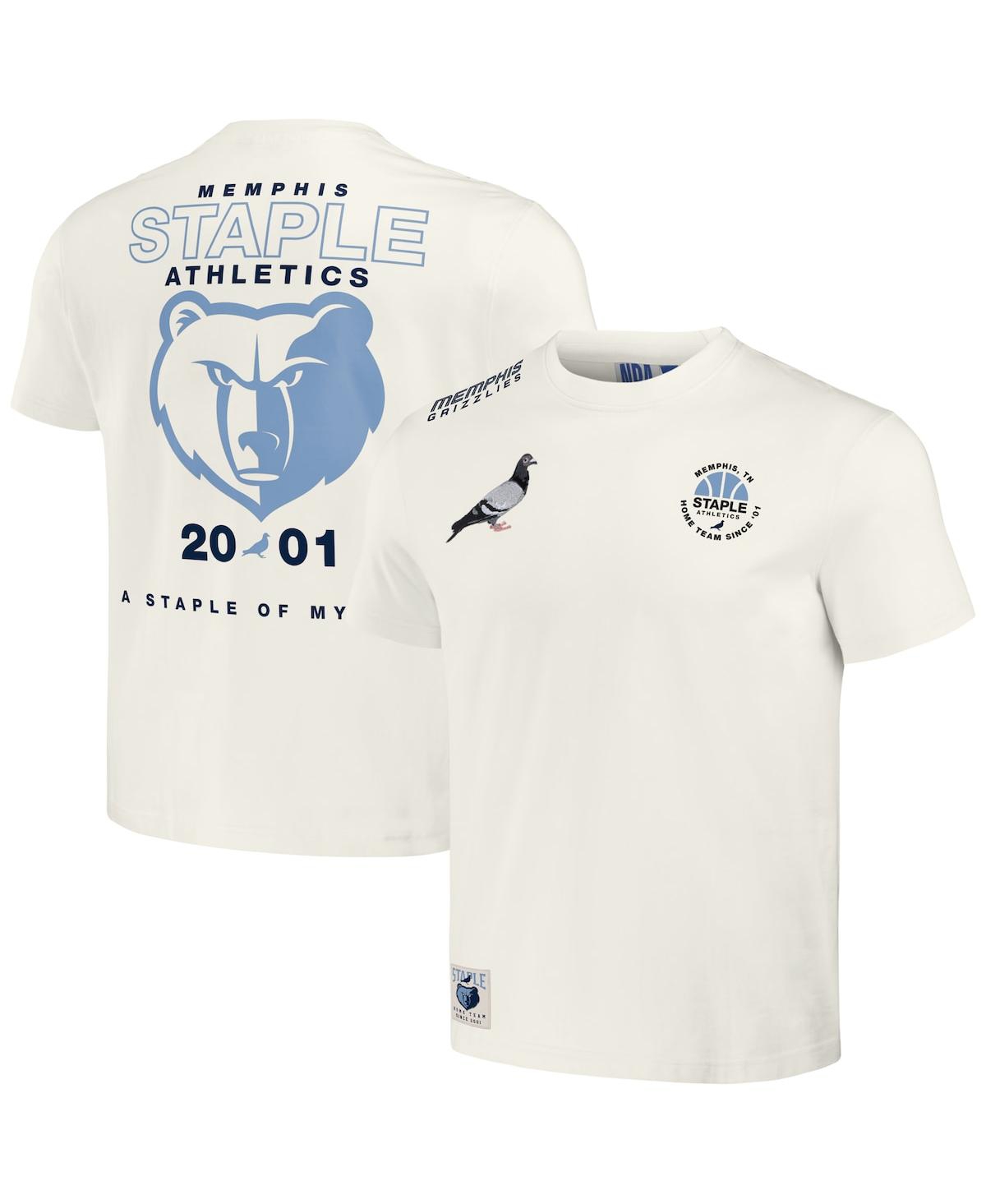 Men's Nba x Staple Cream Distressed Memphis Grizzlies Home Team T-shirt - Cream