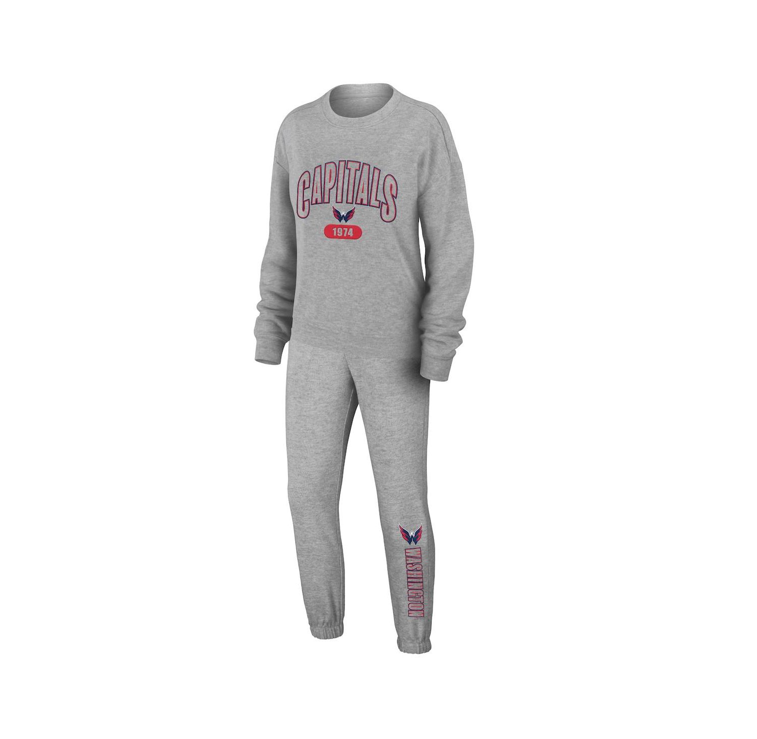 Women's Heather Gray Vegas Golden Knights Knit Long Sleeve Tri-Blend T-shirt and Pants Sleep Set