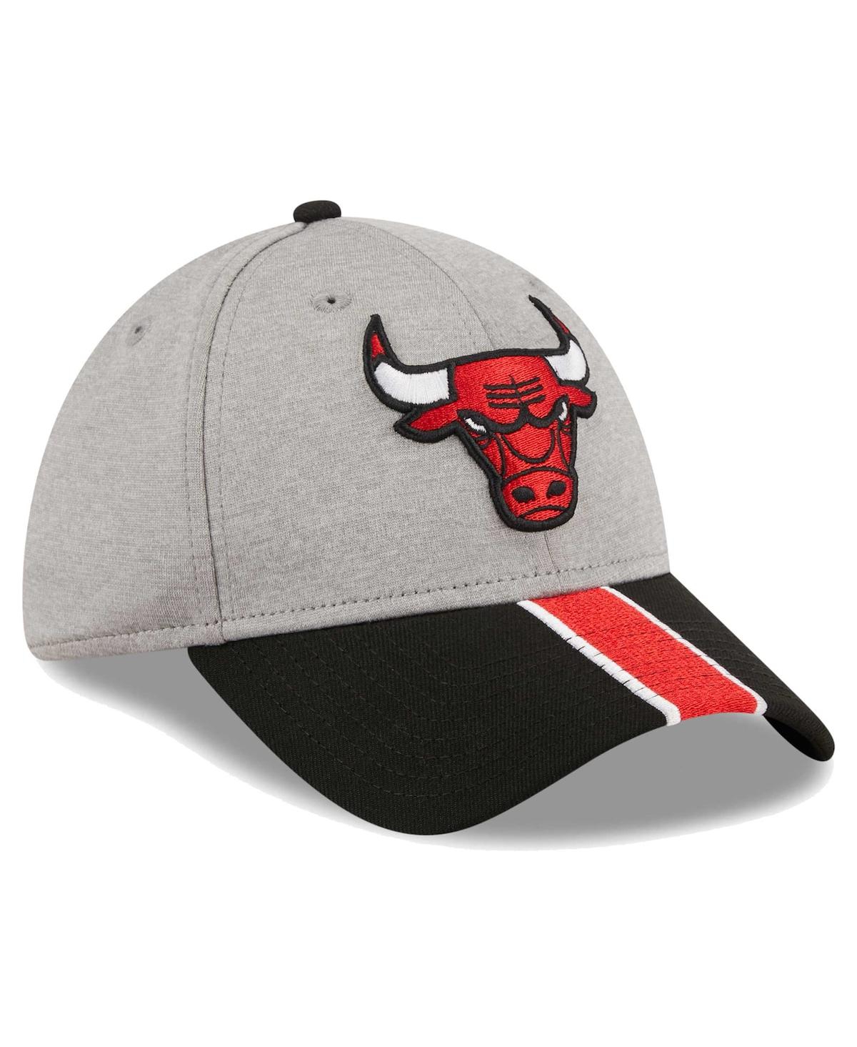 Men's New Era Black Chicago Bulls Striped 39THIRTY Flex Hat - Black