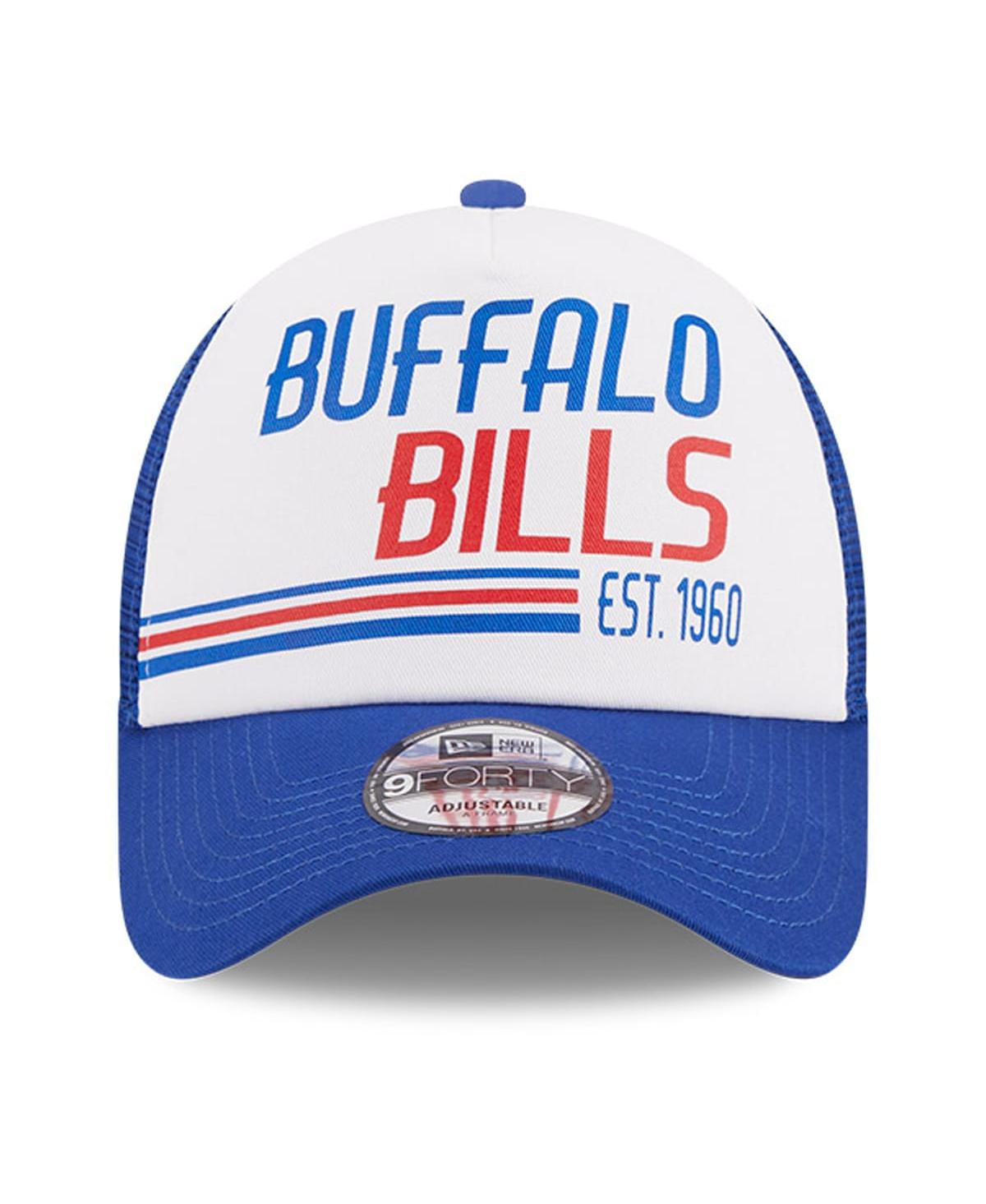 New Era Men's  White, Royal Buffalo Bills Stacked A-frame Trucker 9forty Adjustable Hat In White,royal
