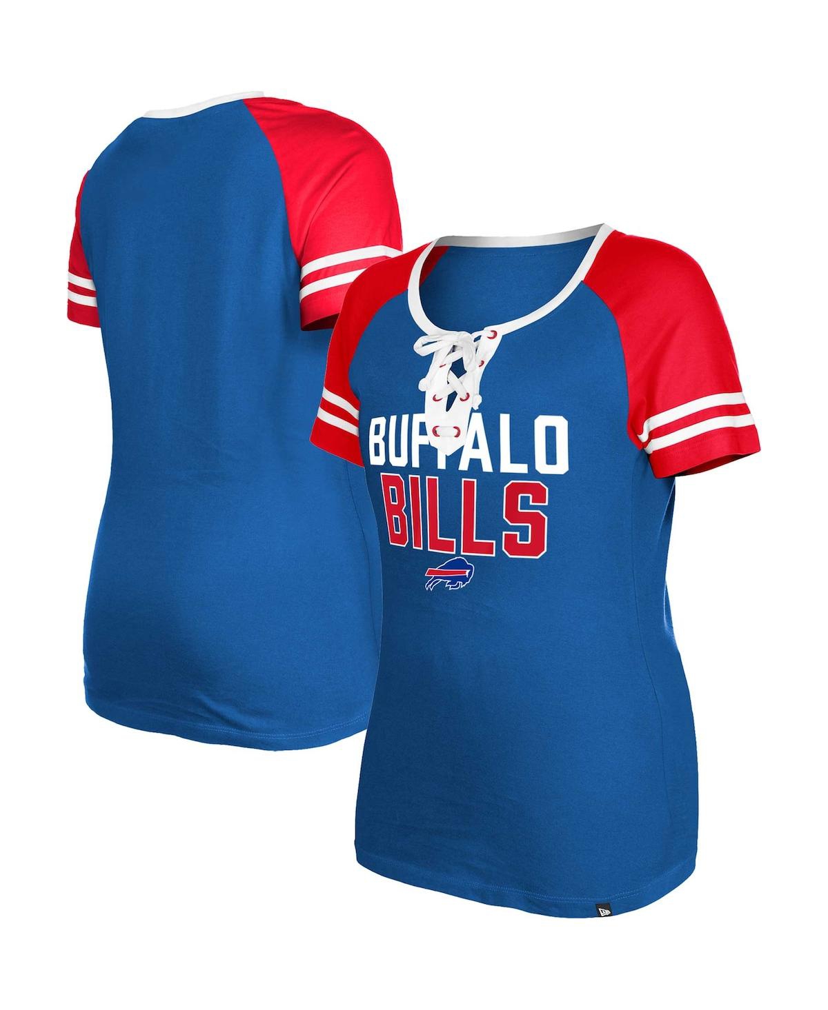 Women's New Era Royal Buffalo Bills Raglan Lace-Up T-shirt - Royal
