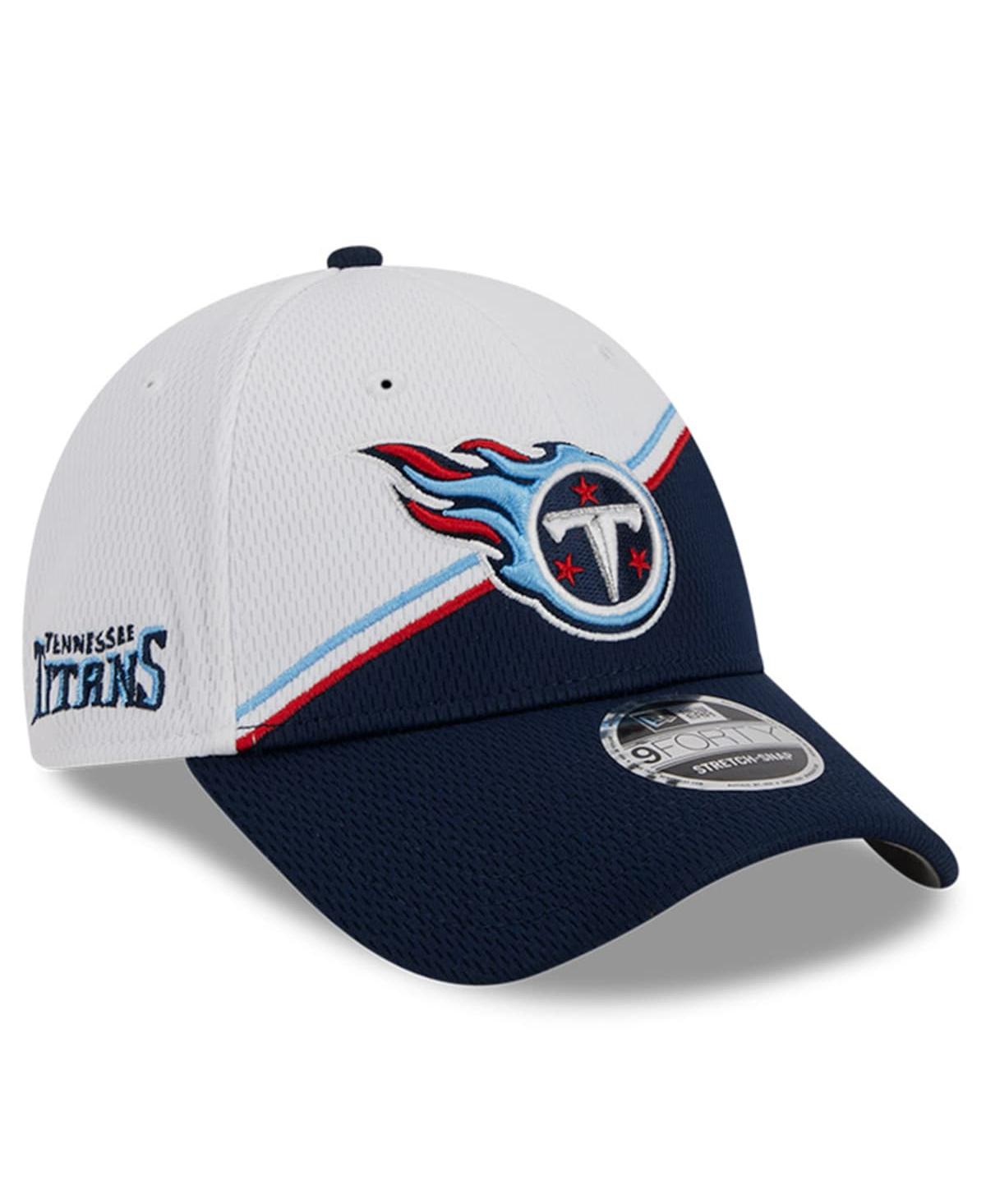 New Era Youth White/navy Tennessee Titans 2023 Sideline 9twenty Adjustable Hat In White,navy