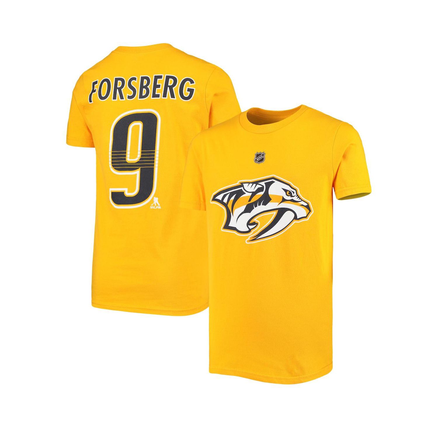 Youth Filip Forsberg Gold Nashville Predators Player Name and Number T-shirt