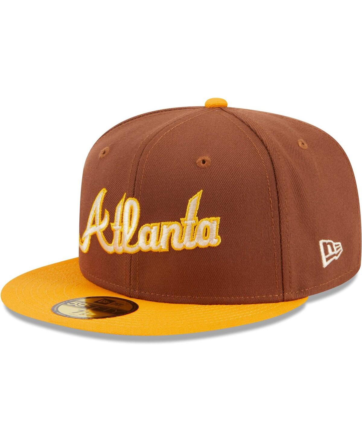 Shop New Era Men's  Brown Atlanta Braves Tiramisu 59fifty Fitted Hat