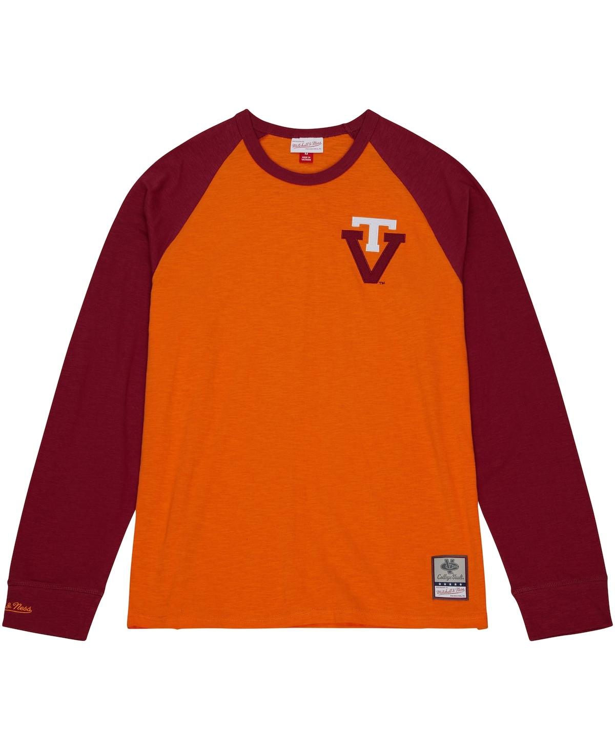 Men's Mitchell & NessVirginia Tech Hokies Legendary Slub Raglan Long Sleeve T-shirt - Orange