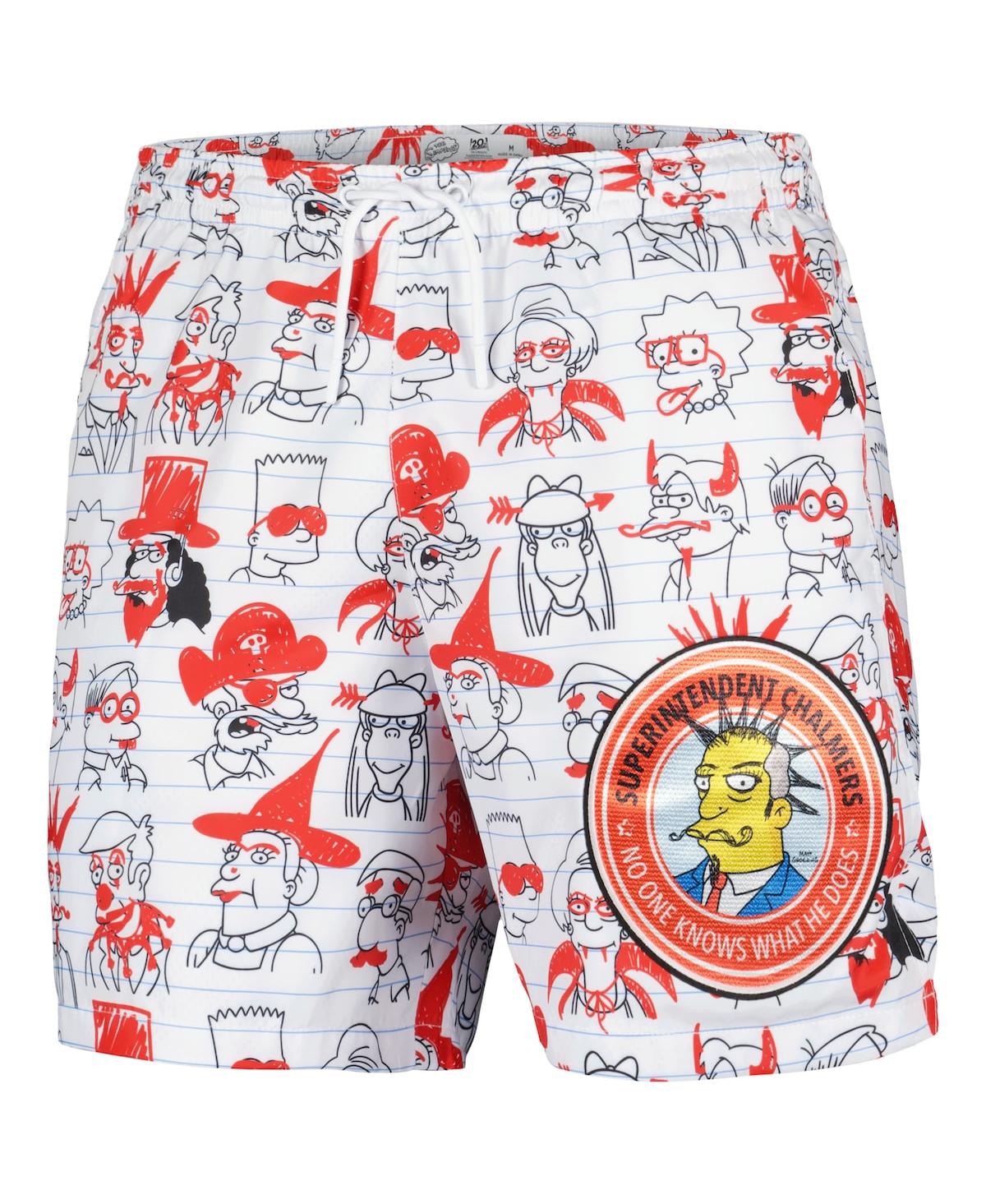 Shop Freeze Max Men's  White The Simpsons Bart School Doodles Shorts