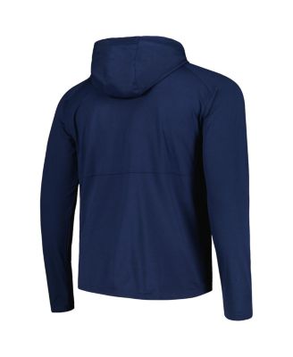 Men's Heather Navy Colorado Avalanche Spikes Raglan Quarter-Zip Hoodie