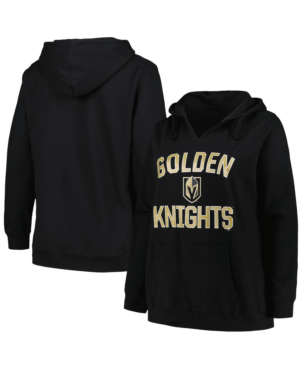 Shop Profile Women's  Black Vegas Golden Knights Plus Size Arch Over Logo Pullover Hoodie