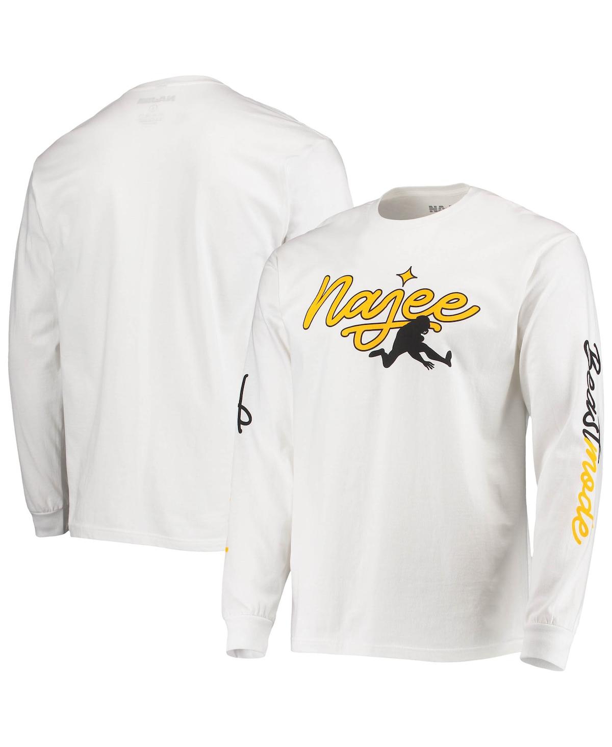 Men's Najee Harris White Beast Mode Pittsburg Long Sleeve T-shirt - White