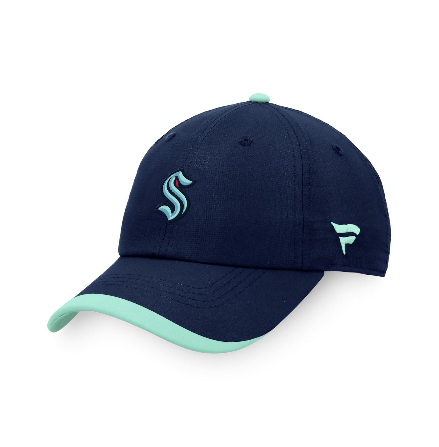 Мужская кепка Fanatics Deep Sea Blue Seattle Kraken Authentic Pro Rink Pinnacle Adjustable Hat — фото 1