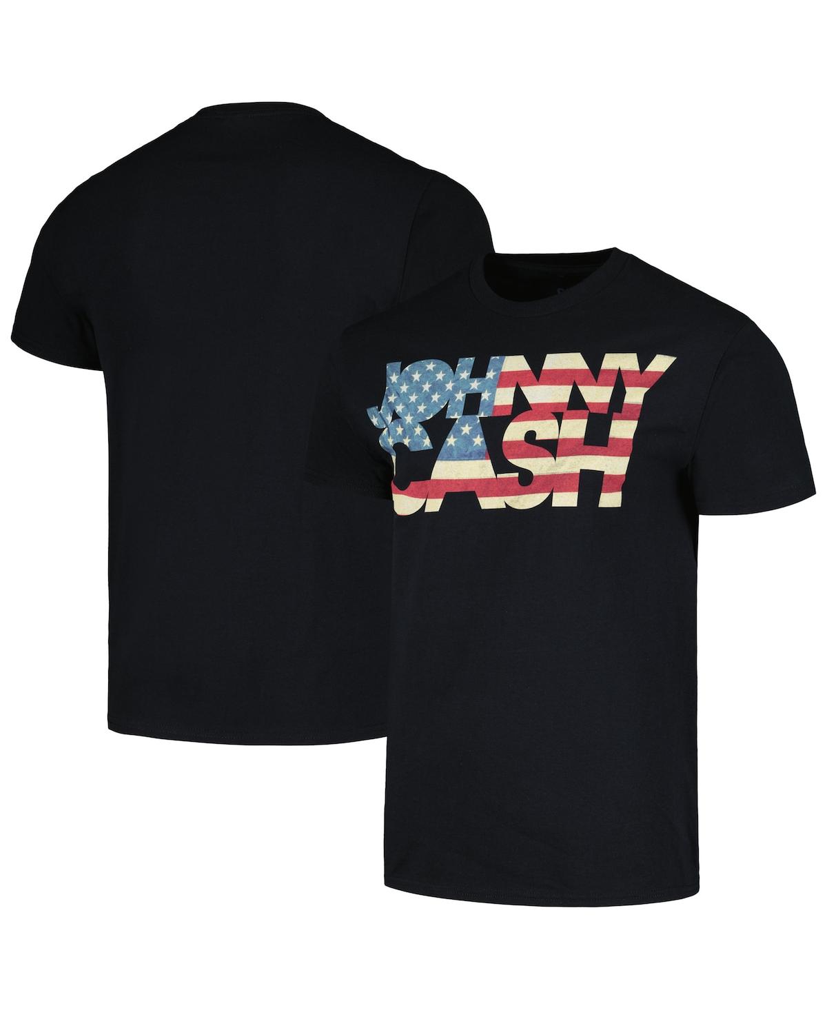 Men's and Women's Black Johnny Cash Ragged Old Flag T-shirt - Black