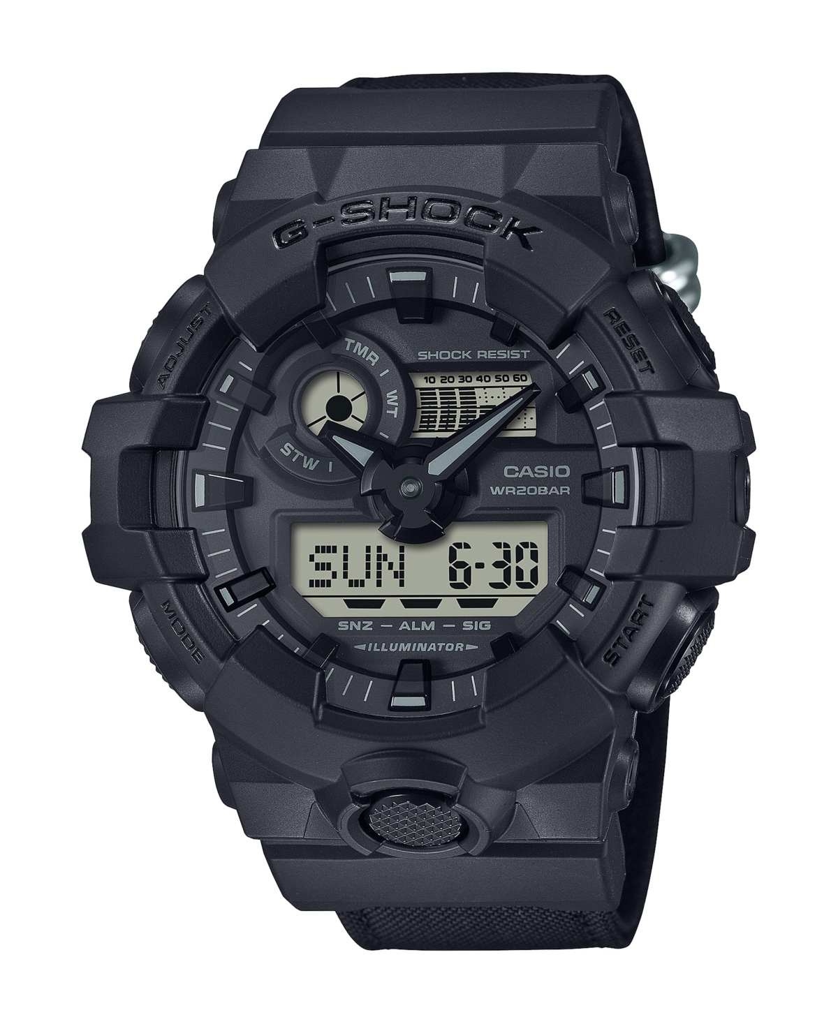 G-shock Men's Analog Digital Black Cordura And Resin Watch, 53.4mm, Ga2100bce-1a In Metallic