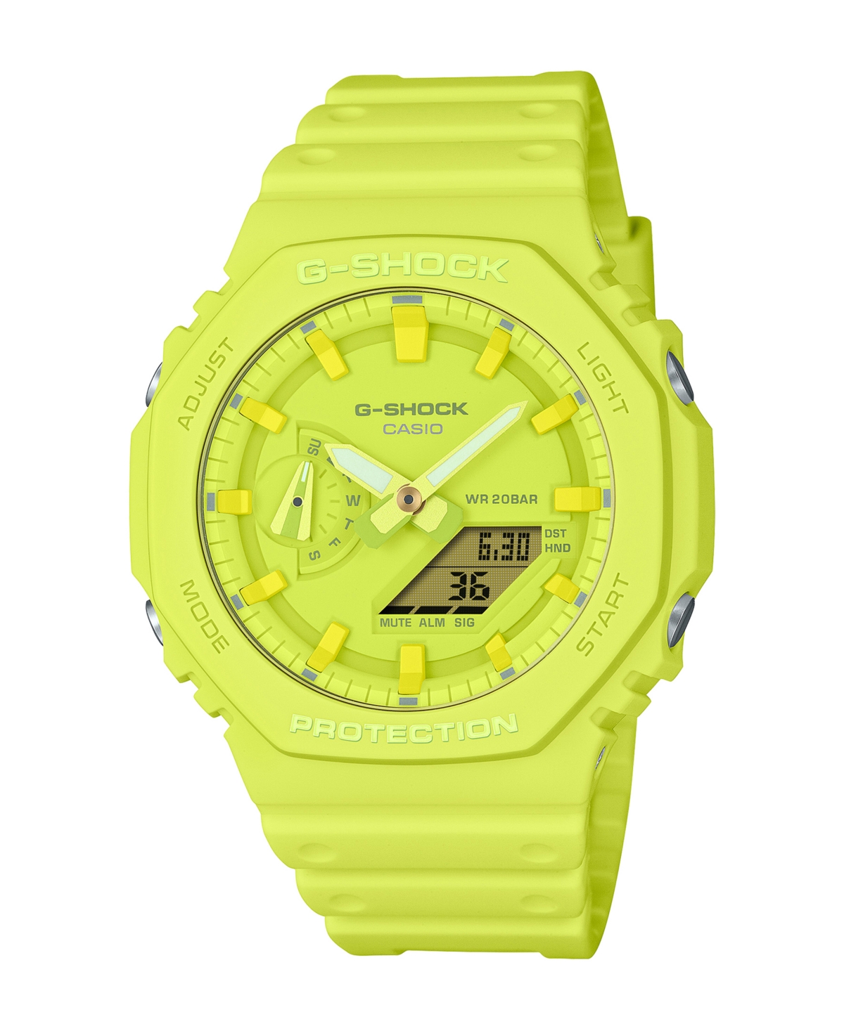 G-shock Men's Analog Digital Yellow Resin Watch, 45.4mm, Ga2100-9a9