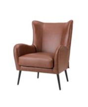 Furniture CLOSEOUT! Trentley Leather Accent Scoop Chair - Macy's