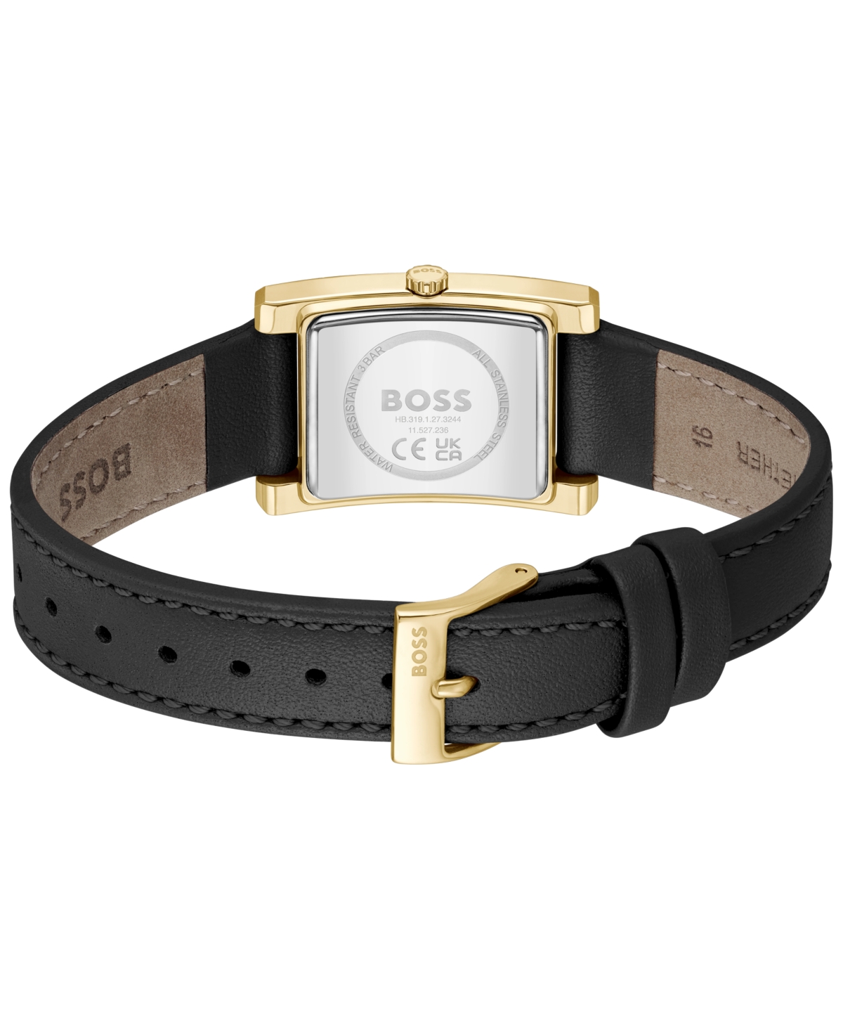 Shop Hugo Boss Women's Lucy Quartz Basic Slim Black Leather Watch 23mm