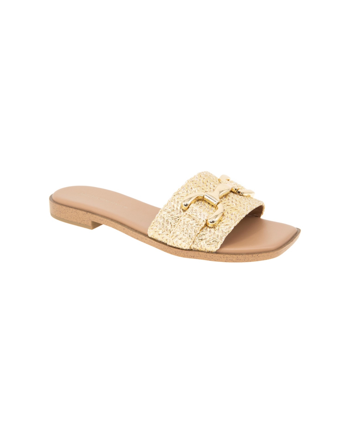 Bcbgeneration Women's Lorma Raffia Slide Flat Sandals In Gold
