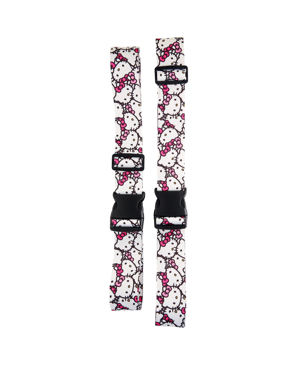 Sanrio Hello Kitty Luggage Strap 2-Piece Set Officially Licensed, Adjustable Luggage Straps from 30'' to 72'' - White, pink