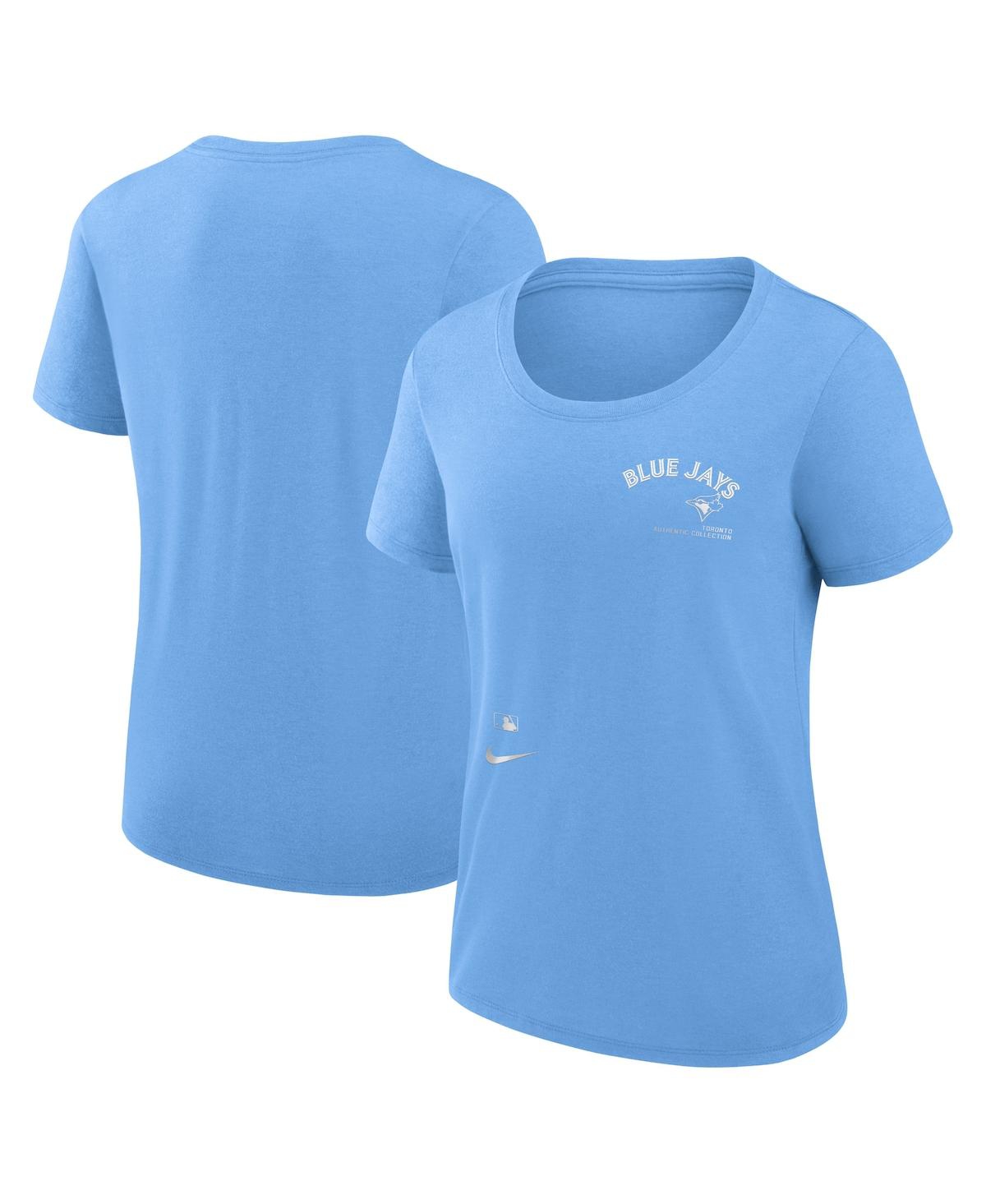 NIKE WOMEN'S NIKE LIGHT BLUE TORONTO BLUE JAYS AUTHENTIC COLLECTION PERFORMANCE SCOOP NECK T-SHIRT
