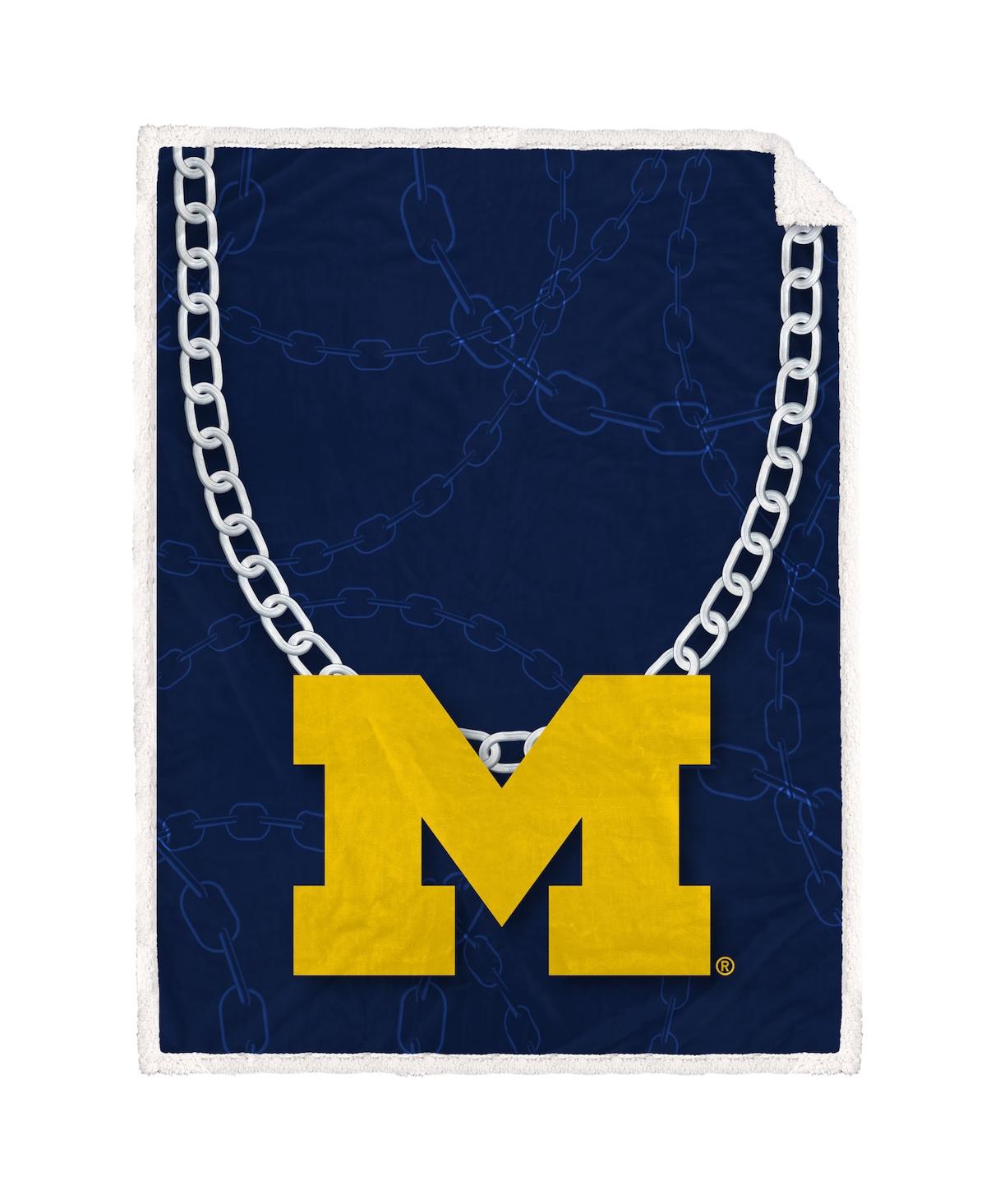 Shop Pegasus Home Fashions Michigan Wolverines 60'' X 80'' Fan Chain Flannel Sherpa Blanket In Multi