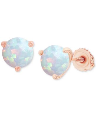 Lab-Grown Opal Round Solitaire Screw Back Stud Earrings (5/8 ct. t.w.) - Rose Gold