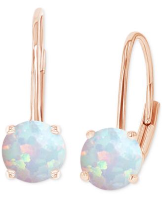 Lab-Grown Opal Polished Leverback Earrings (5/8 ct. t.w.) - Rose Gold