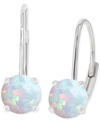 Macy's - Lab-Grown Opal Polished Leverback Earrings (5/8 ct. t.w.)