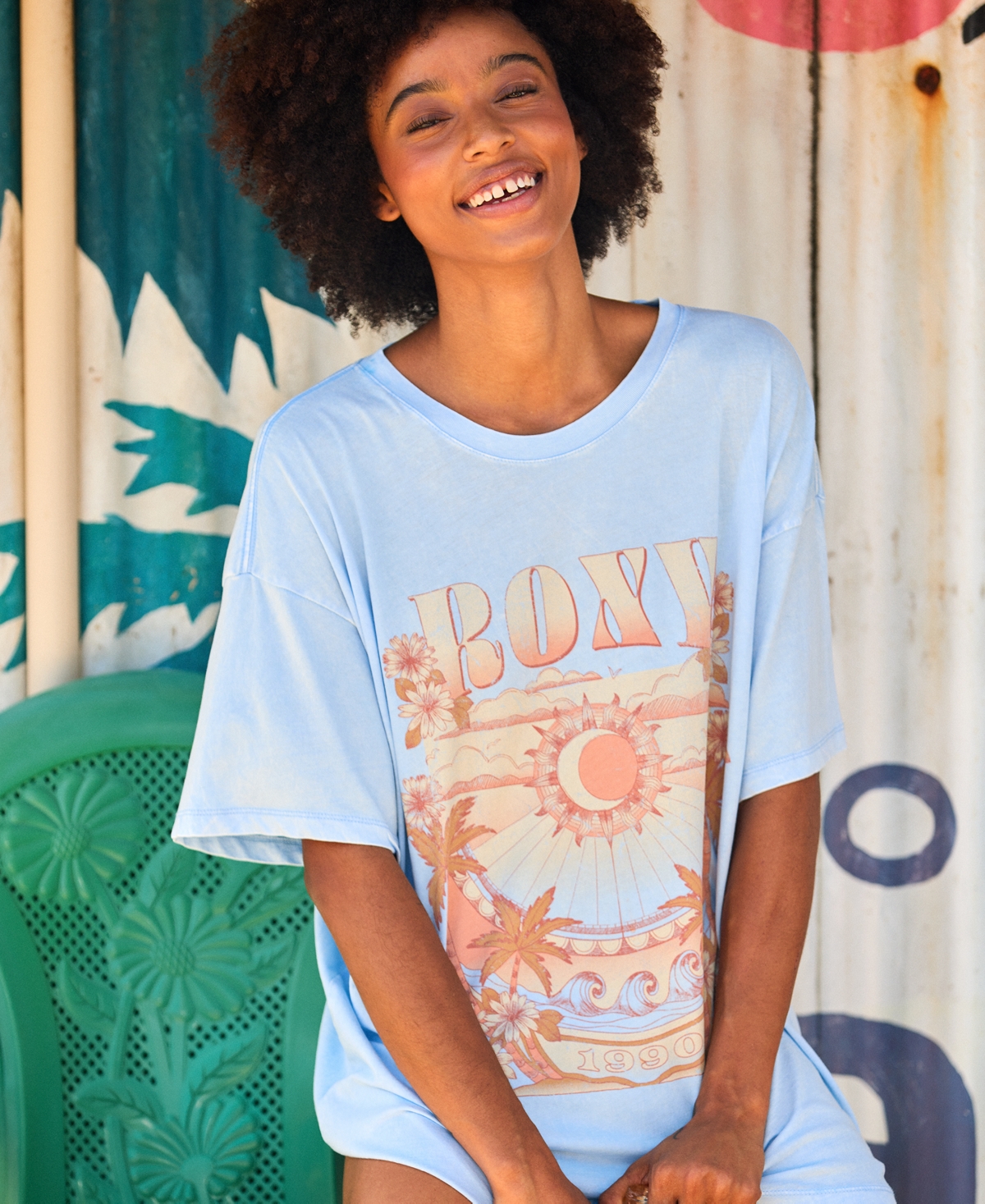 Shop Roxy Juniors' Star Chart Short-sleeve Graphic T-shirt In Bel Air Blue