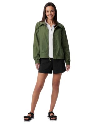 Columbia Womens Time Is Right Windbreaker Trek Collared Long Sleeve Top Sandy River Water Repellent Shorts In Canteen