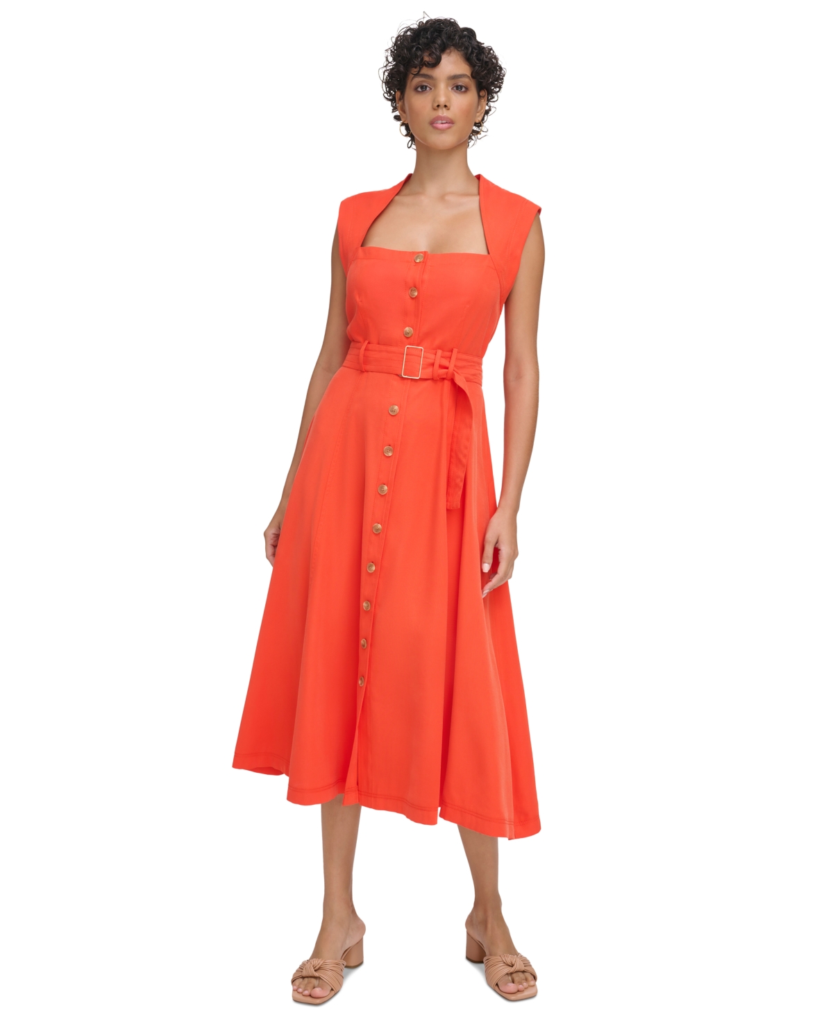 Calvin Klein Women's Button-front A-line Dress In Ginger